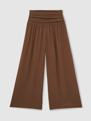 Lyocell Blend Wide Leg Trousers in Brown | Reiss Near Me