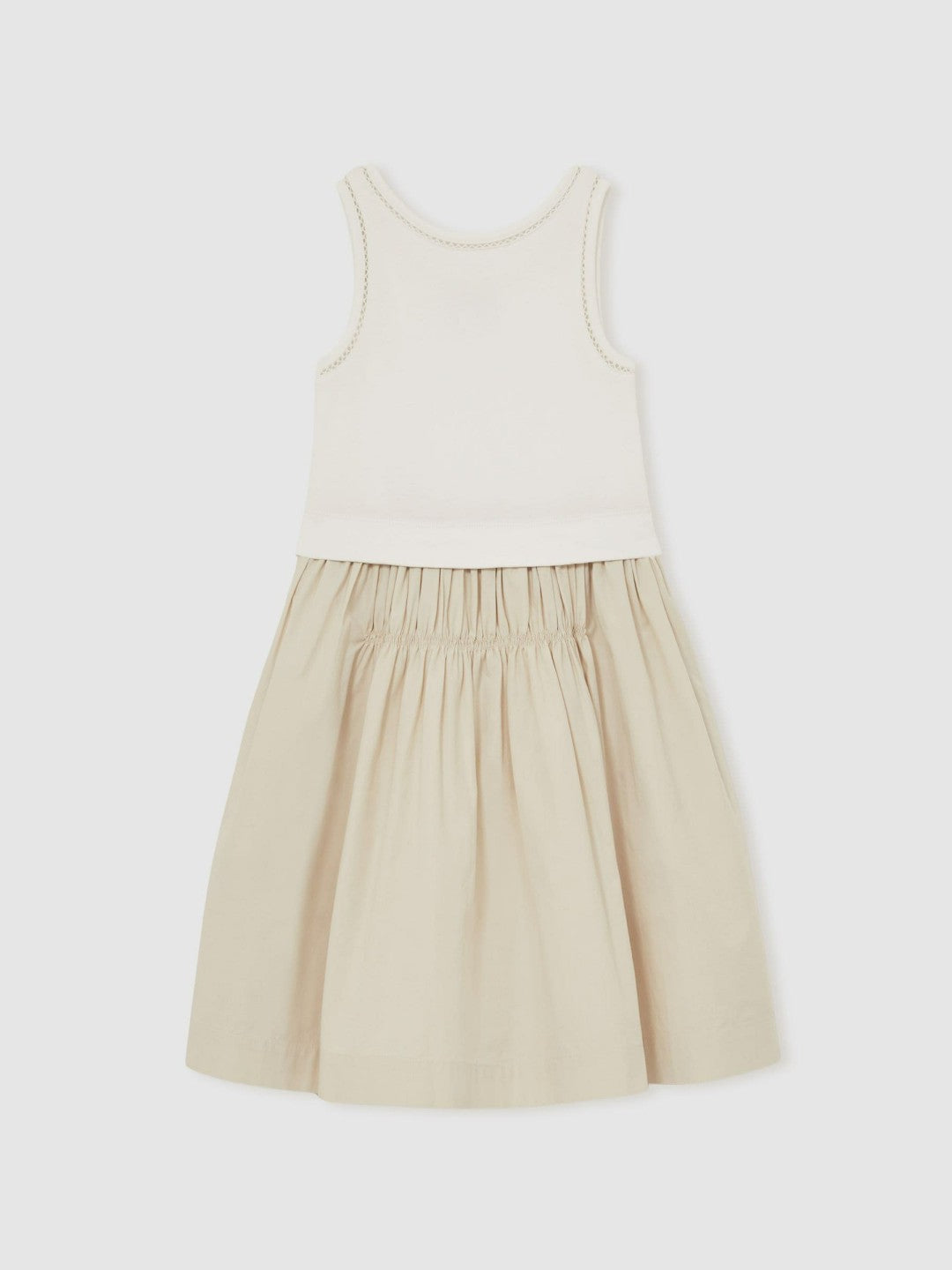 3-9 yrs Cotton Layered Sleeveless Midi Dress in Neutral | Reiss Near Me