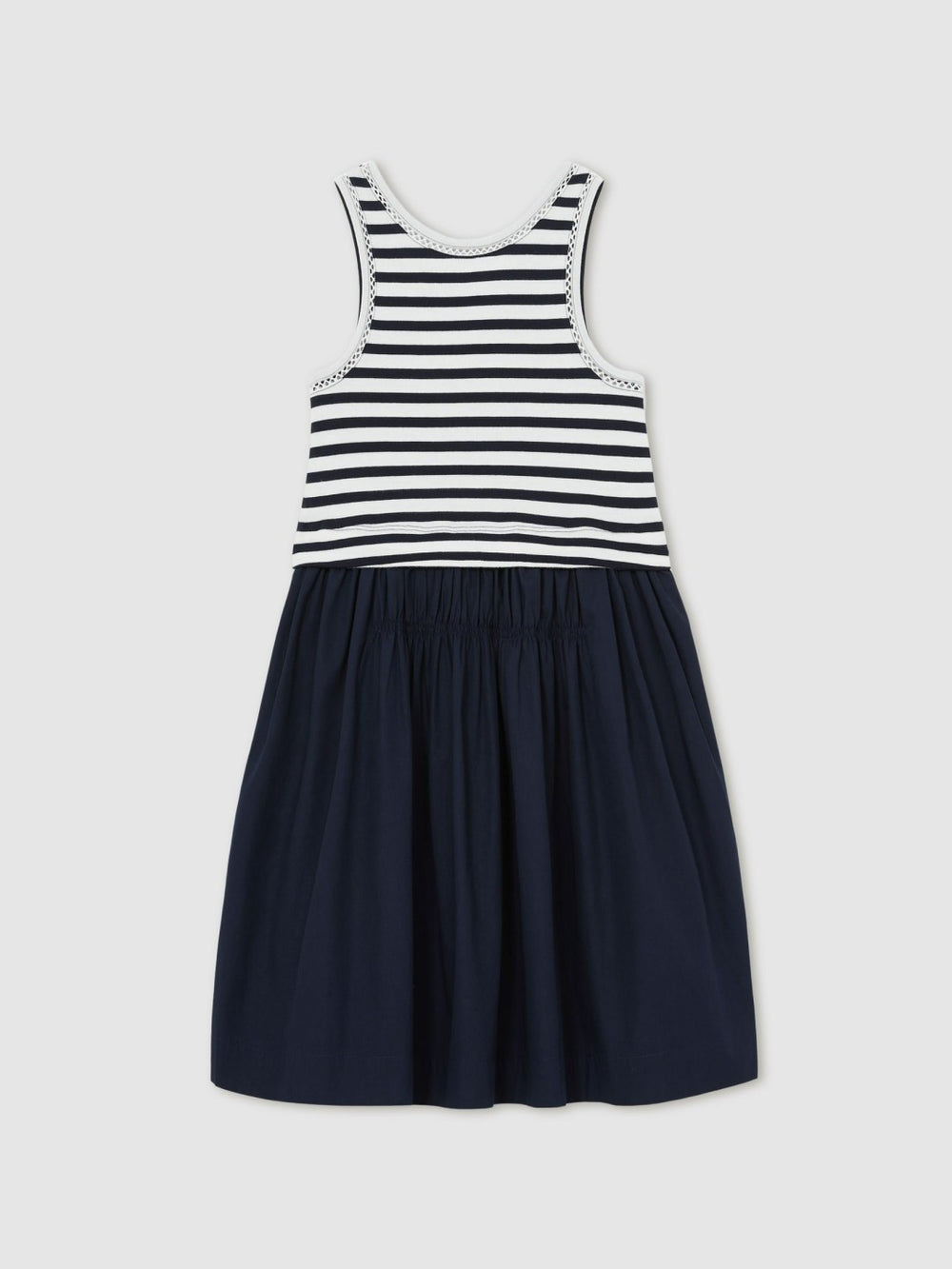 3-9 yrs Cotton Layered Sleeveless Midi Dress in Navy | Reiss For Sale