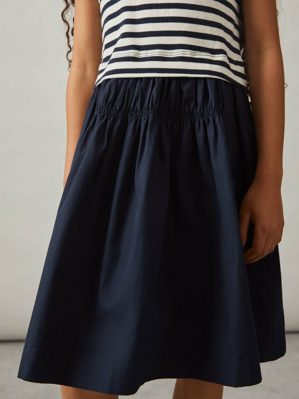 3-9 yrs Cotton Layered Sleeveless Midi Dress in Navy | Reiss For Sale
