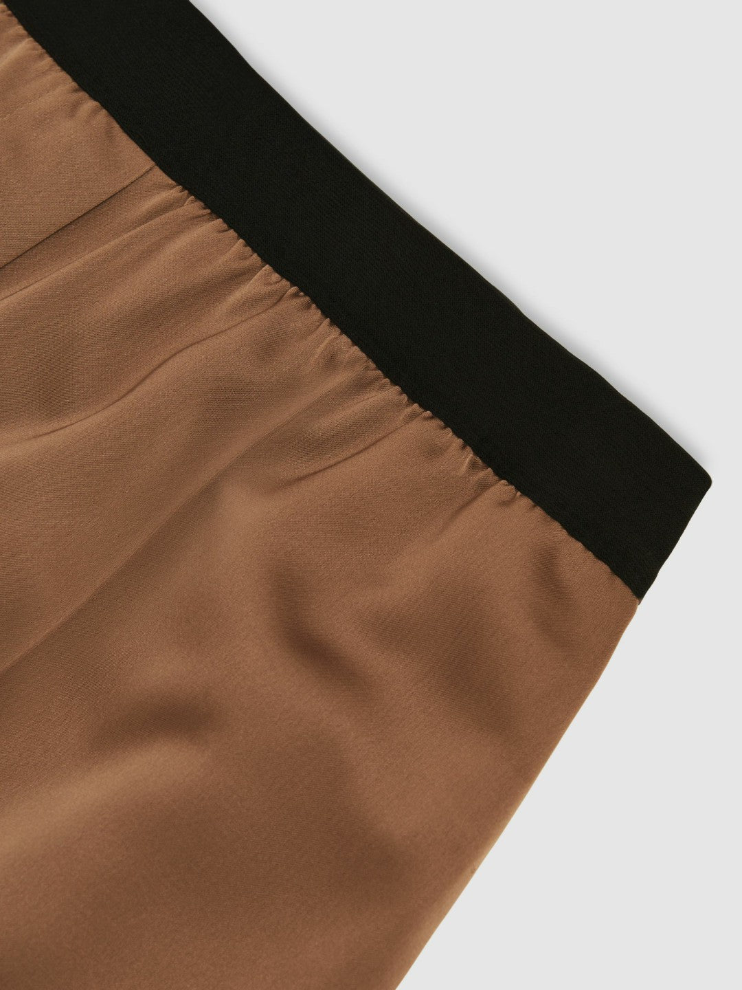 Petite Satin Wide Leg Elastic Waist Trousers in Taupe Neutral | Reiss Onsale