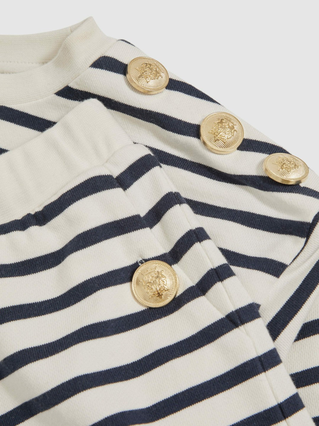 13-14 yrs Stripe Sweatshirt and Shorts Set Cotton-Blend in Navy/Ivory | Reiss Onsale