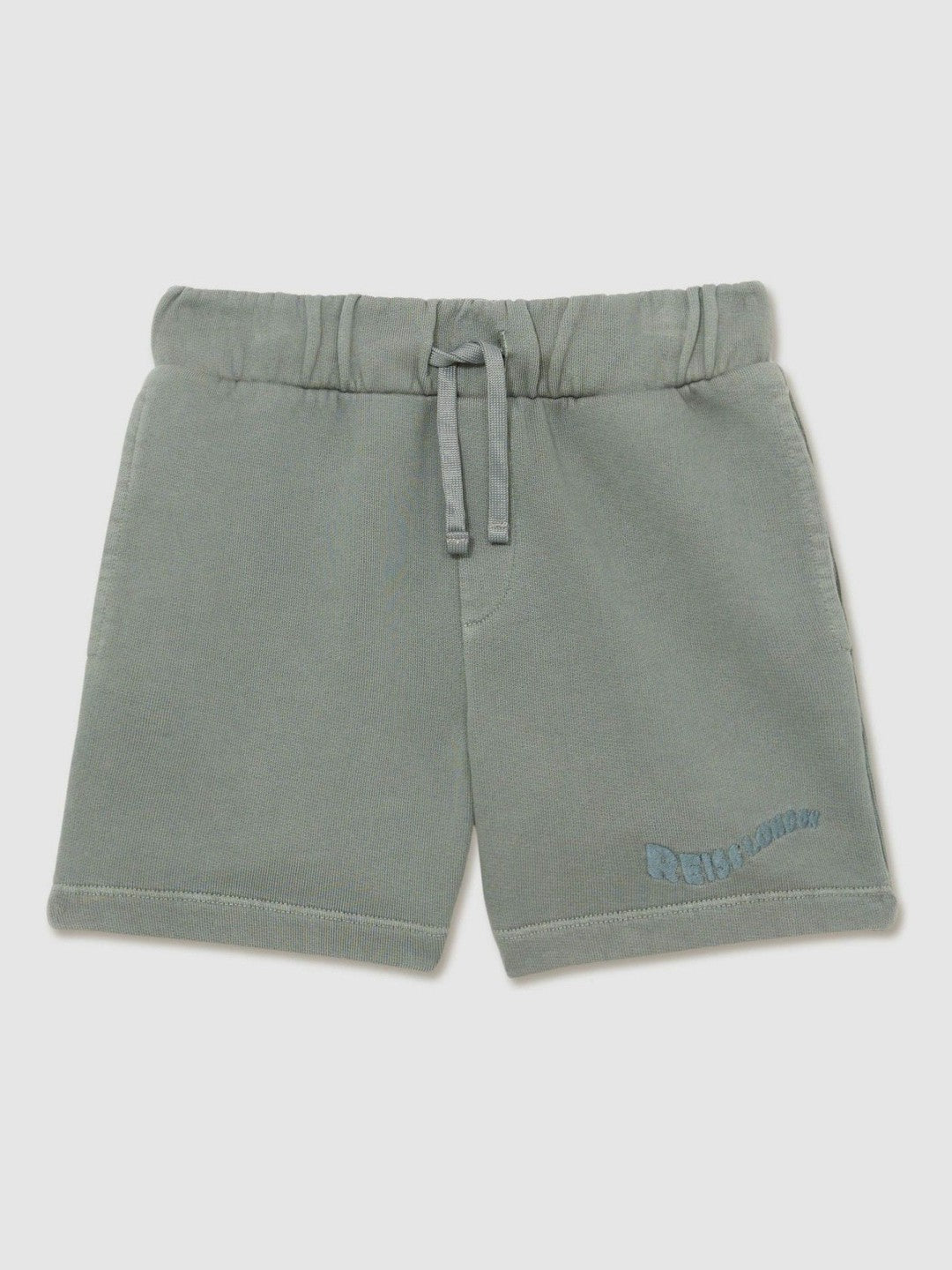 9-13 yrs Cotton Brand-Embroidered Shorts in Washed Sage | Reiss USA
