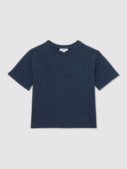 3-9 yrs Cotton Palm-Embroidery Oversize T-Shirt in Washed Navy | Reiss Near Me