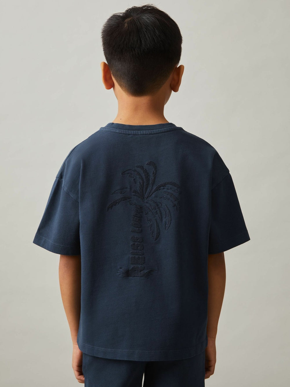 3-9 yrs Cotton Palm-Embroidery Oversize T-Shirt in Washed Navy | Reiss Near Me