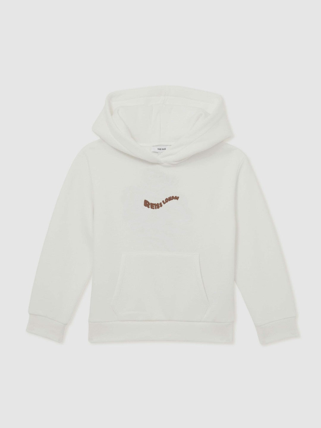 9-13 yrs Cotton-Blend Palm-Embroidered Hoodie in Off White | Reiss Near Me