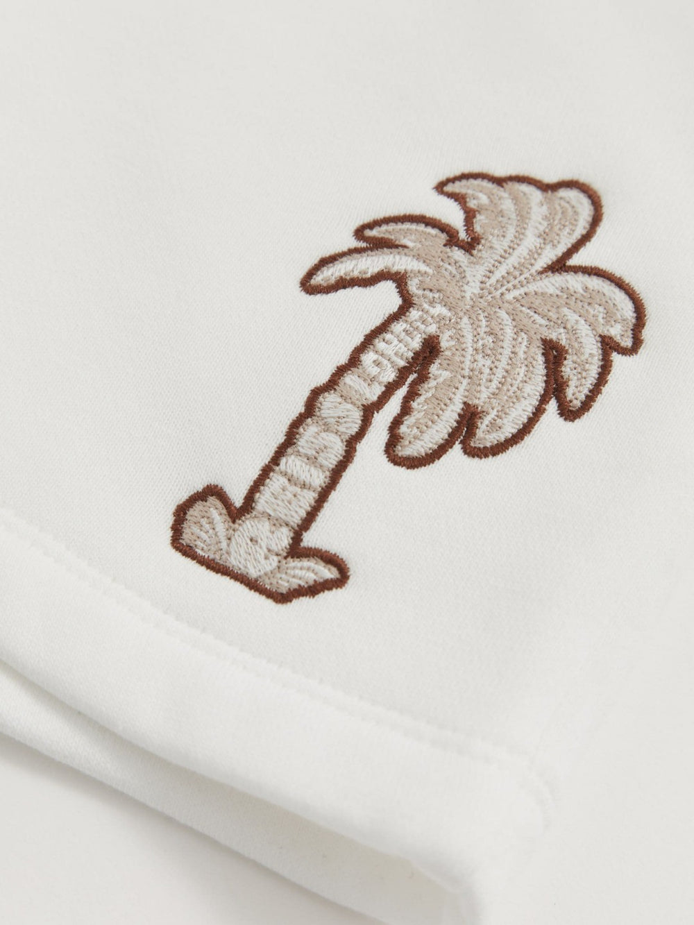 9-13 yrs Cotton Blend Palm Embroidered Shorts in Off White | Reiss For Sale