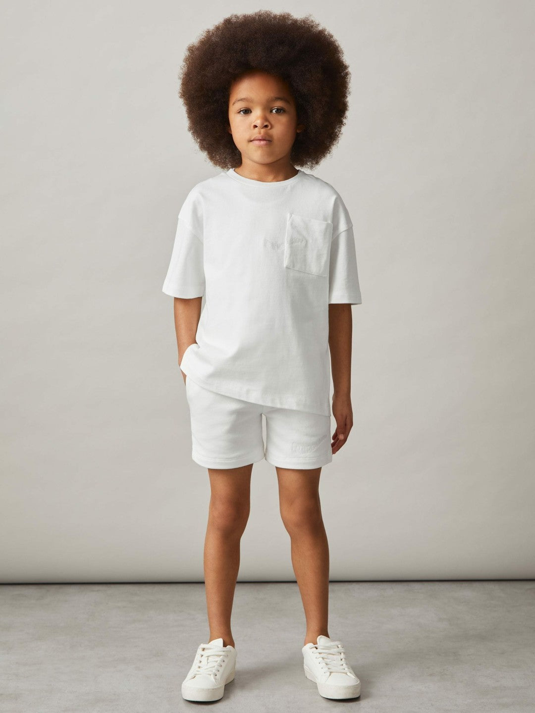 9-13 yrs Cotton Palm-Embroidery Oversize T-Shirt in Off White | Reiss USA