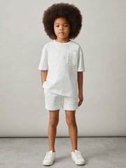 9-13 yrs Cotton Palm-Embroidery Oversize T-Shirt in Off White | Reiss USA