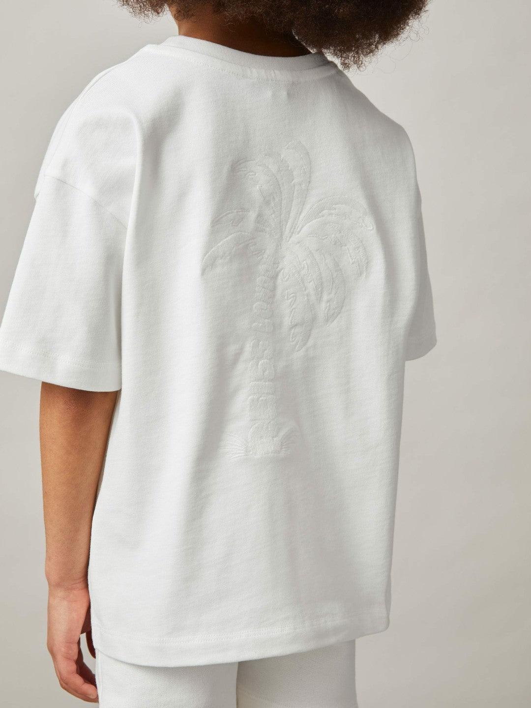 9-13 yrs Cotton Palm-Embroidery Oversize T-Shirt in Off White | Reiss USA