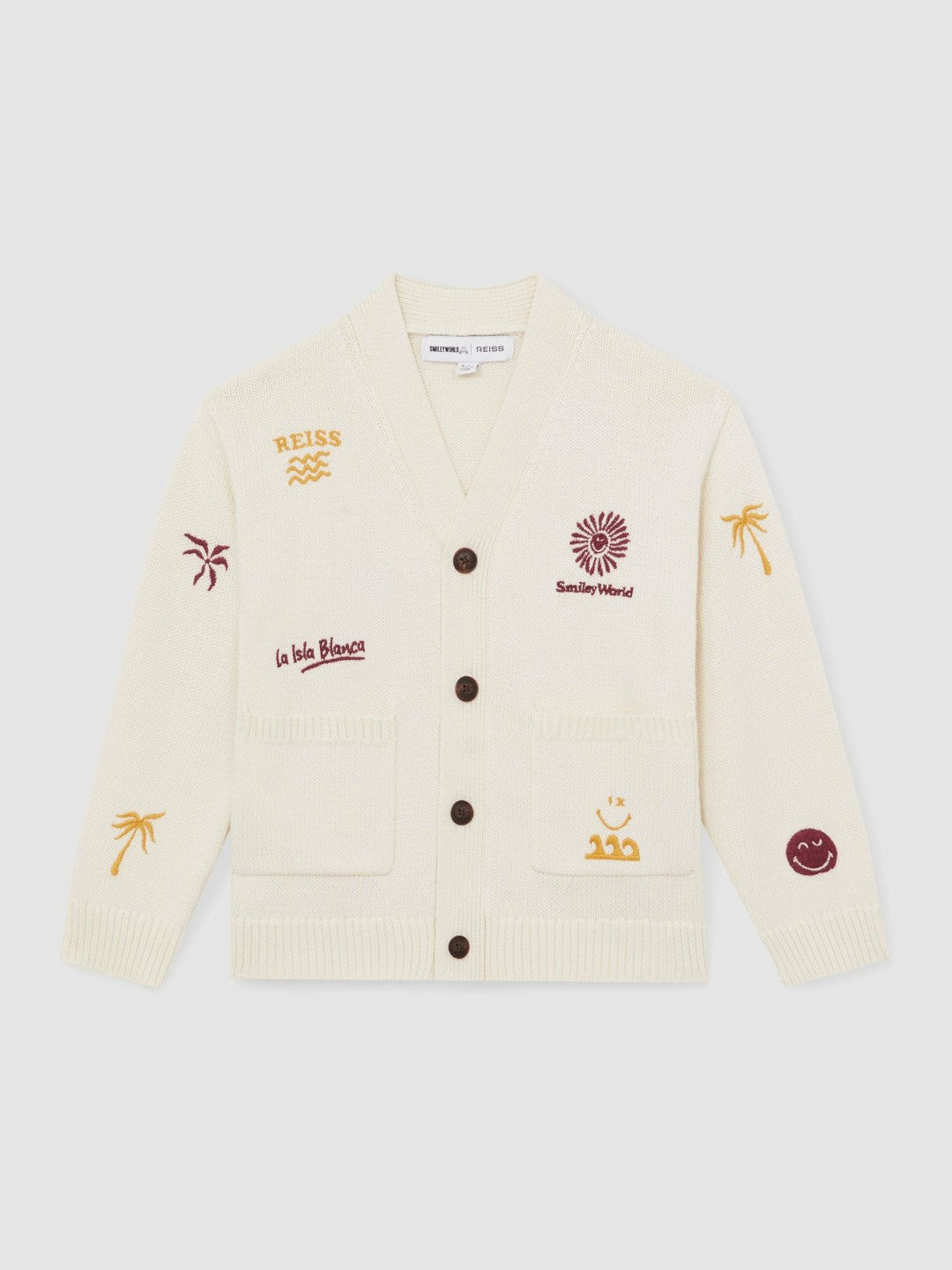 4-9 yrs SmileyWorld Embroidery Cardigan Unisex Fit in Off White | Reiss Near Me