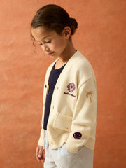 9-13 yrs SmileyWorld Embroidery Cardigan Unisex Fit in Off White | Reiss Sale