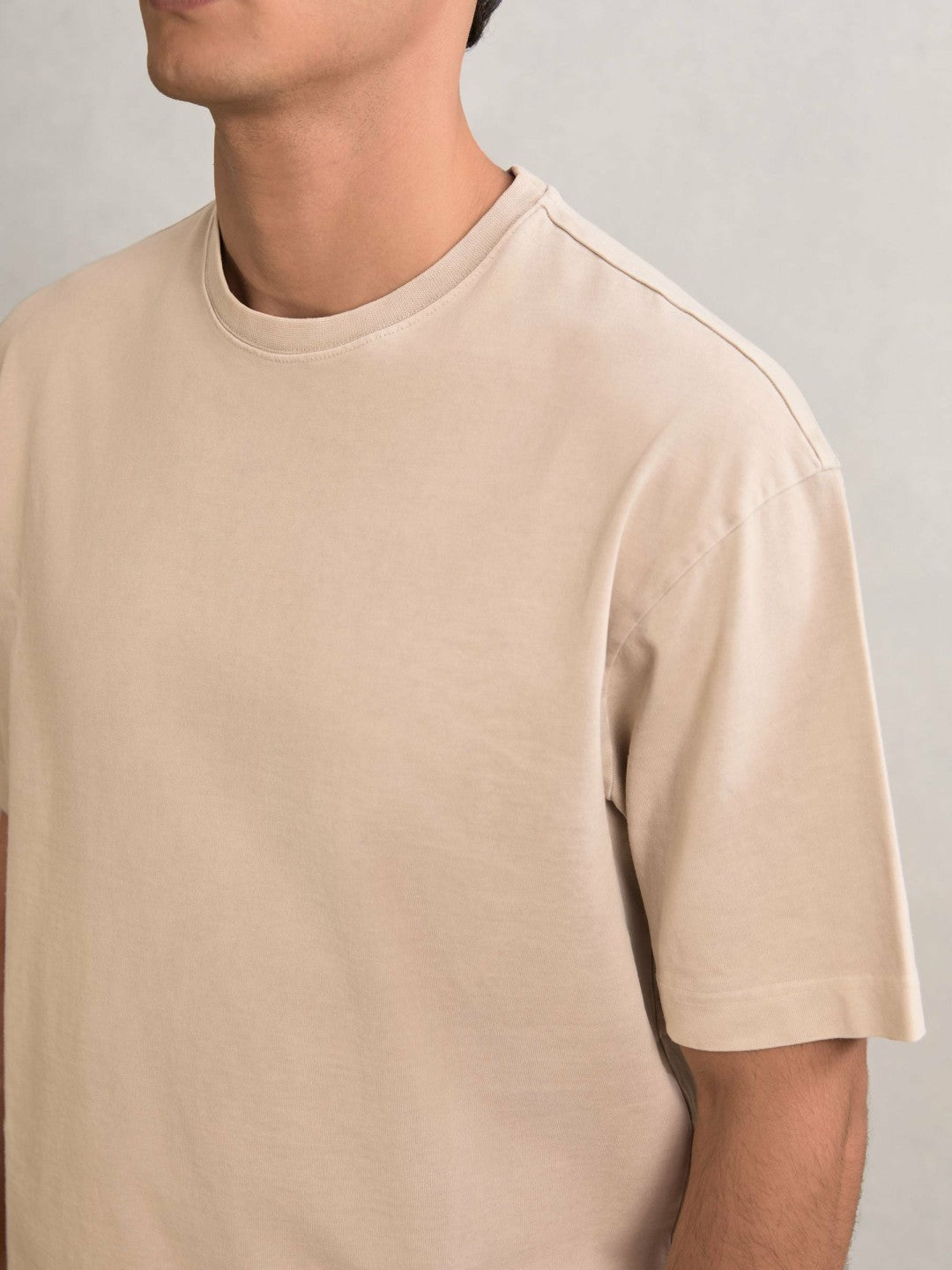 Cotton Garment-Dyed Oversize T-Shirt in Oatmeal | Reiss For Sale