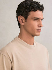 Cotton Garment-Dyed Oversize T-Shirt in Oatmeal | Reiss For Sale