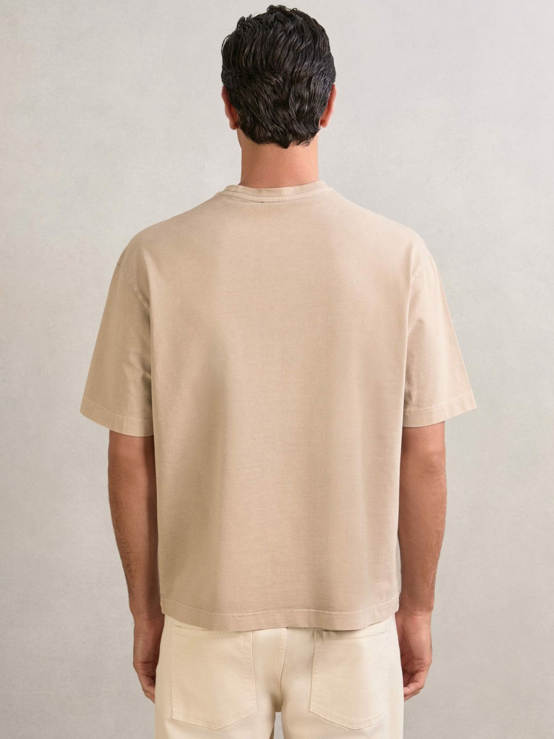 Cotton Garment-Dyed Oversize T-Shirt in Oatmeal | Reiss For Sale