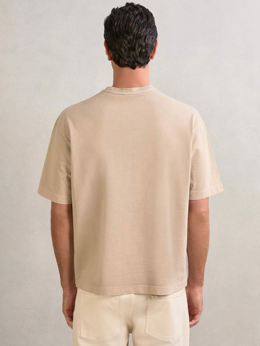 Cotton Garment-Dyed Oversize T-Shirt in Oatmeal | Reiss For Sale