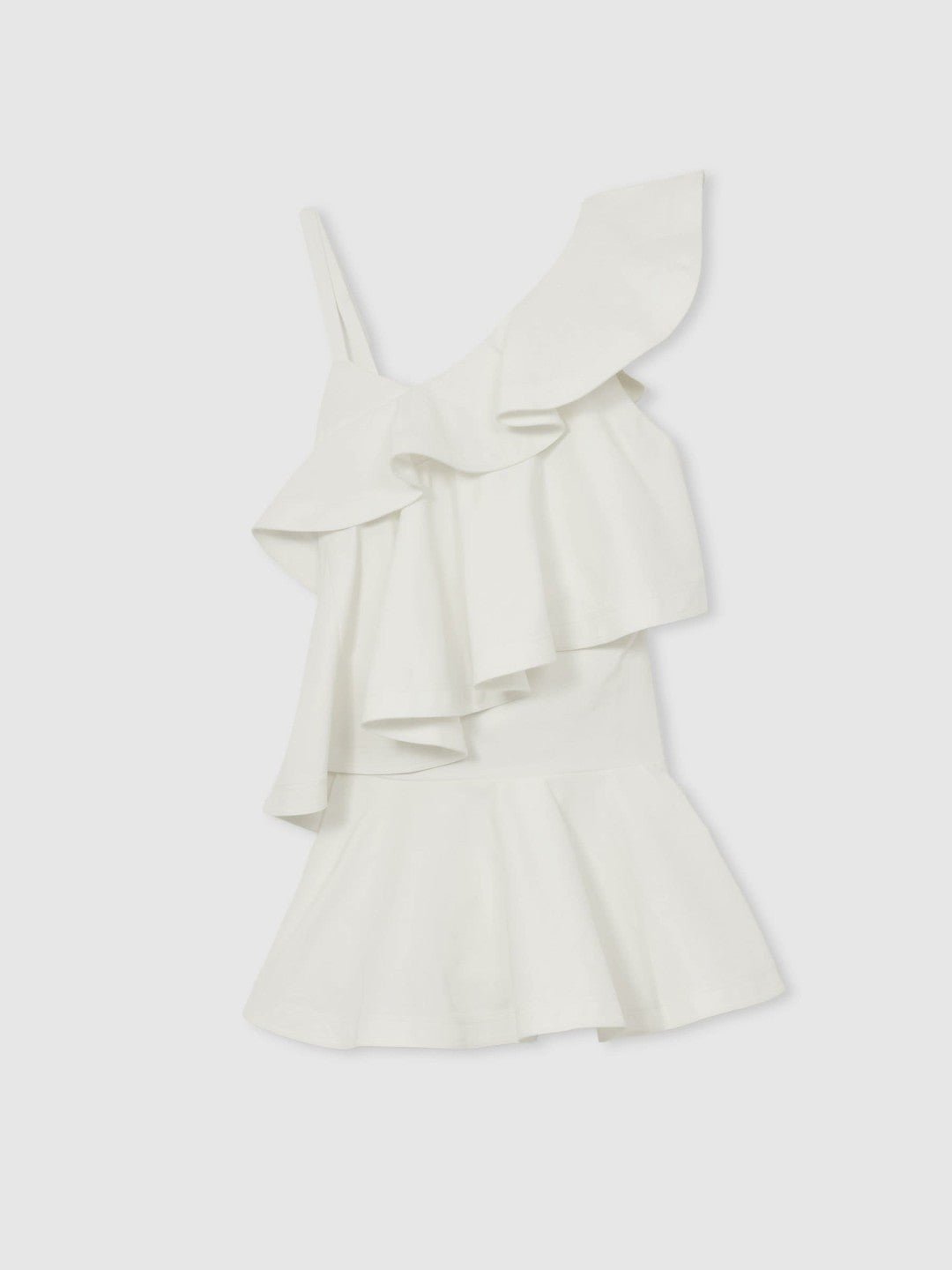 Cotton Tiered Ruffle Mini Dress in Ivory | Reiss For Sale