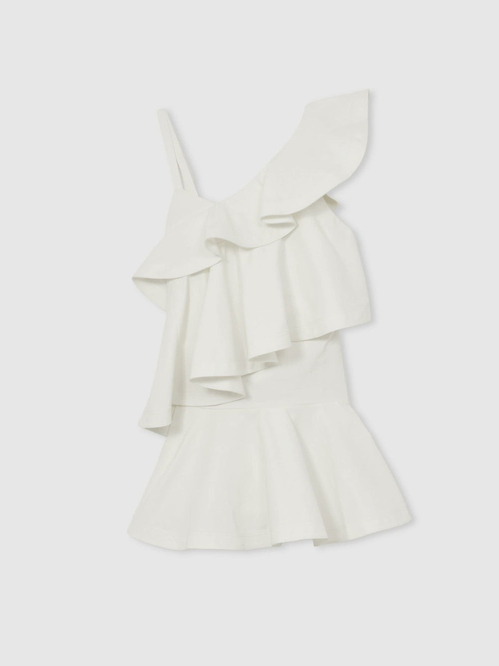 Cotton Tiered Ruffle Mini Dress in Ivory | Reiss For Sale