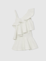 Cotton Tiered Ruffle Mini Dress in Ivory | Reiss For Sale