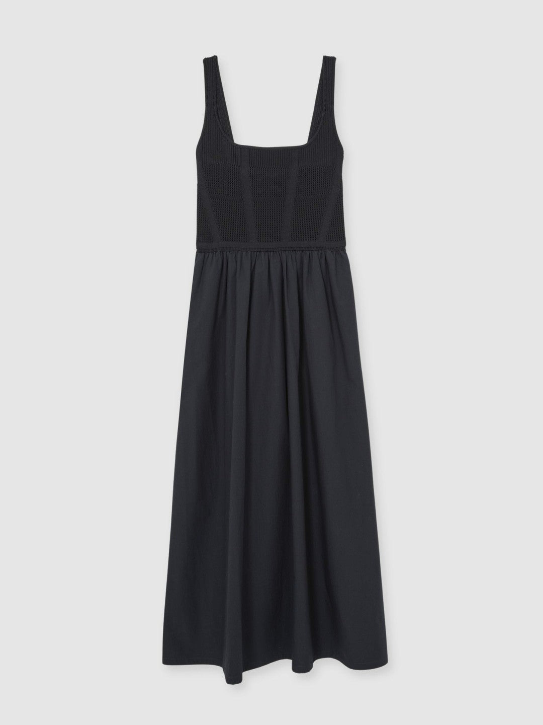 Perforated-Knit Cotton-Skirt Midi Dress in Navy | Reiss Onsale
