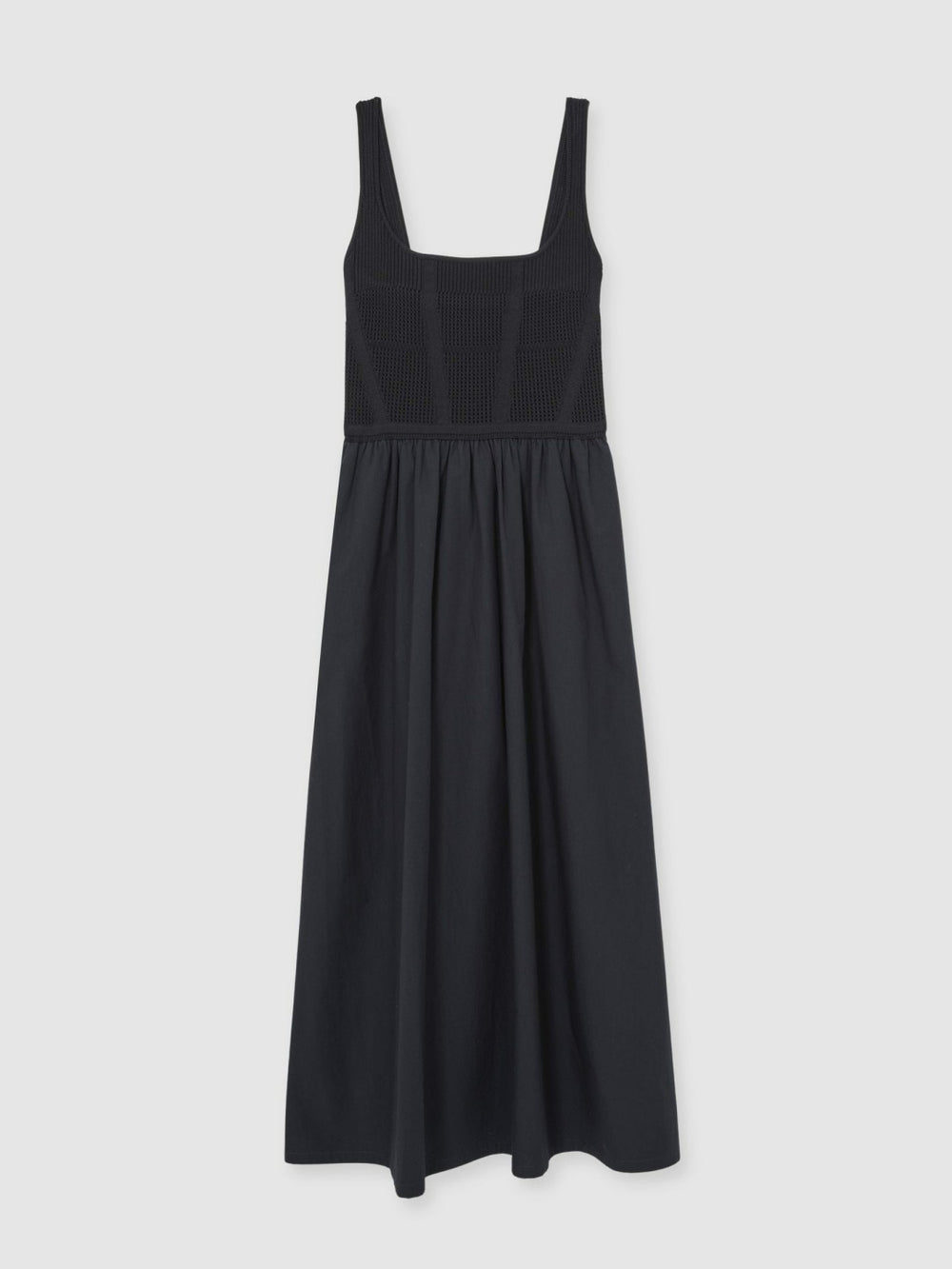 Perforated-Knit Cotton-Skirt Midi Dress in Navy | Reiss Onsale
