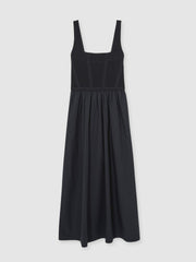 Perforated-Knit Cotton-Skirt Midi Dress in Navy | Reiss Onsale