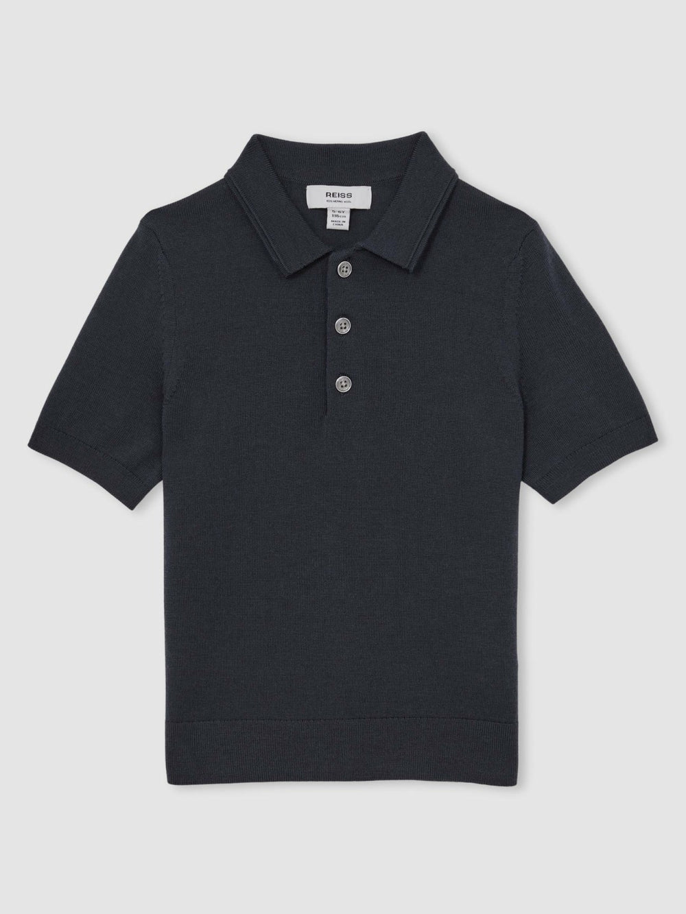 9-13 yrs Merino Wool Short Sleeve Polo Shirt in Midnight Navy | Reiss For Sale
