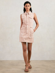 Good American Denim Zipped Mini Dress in Petal Pink | Reiss Near Me