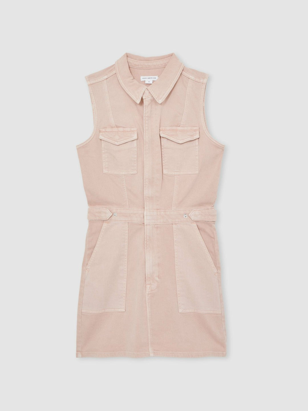 Good American Denim Zipped Mini Dress in Petal Pink | Reiss Near Me