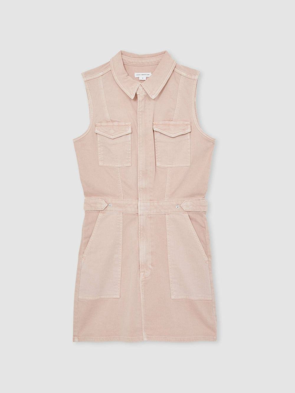 Good American Denim Zipped Mini Dress in Petal Pink | Reiss Near Me