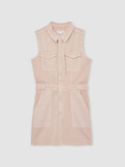 Good American Denim Zipped Mini Dress in Petal Pink | Reiss Near Me