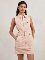 Good American Denim Zipped Mini Dress in Petal Pink | Reiss Near Me