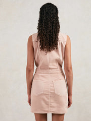 Good American Denim Zipped Mini Dress in Petal Pink | Reiss Near Me
