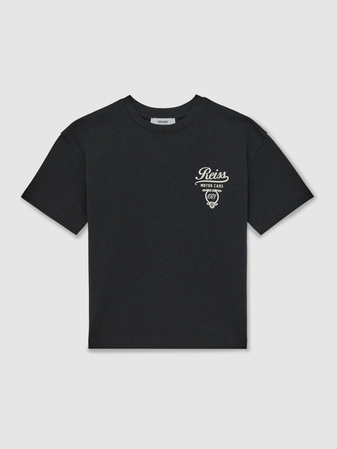 3-9 yrs Cotton Motor Cars-Print T-Shirt in Washed Blue/White | Reiss Onsale