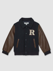 3-9 yrs Motor Cars Press-Stud Bomber Jacket in Navy/Brown | Reiss Near Me