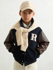 3-9 yrs Motor Cars Press-Stud Bomber Jacket in Navy/Brown | Reiss Near Me