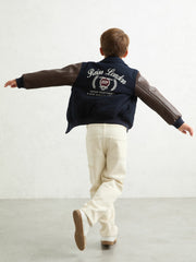 3-9 yrs Motor Cars Press-Stud Bomber Jacket in Navy/Brown | Reiss Near Me