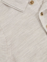 9-13 yrs Merino Wool Short Sleeve Polo Shirt in Wicker Melange | Reiss USA
