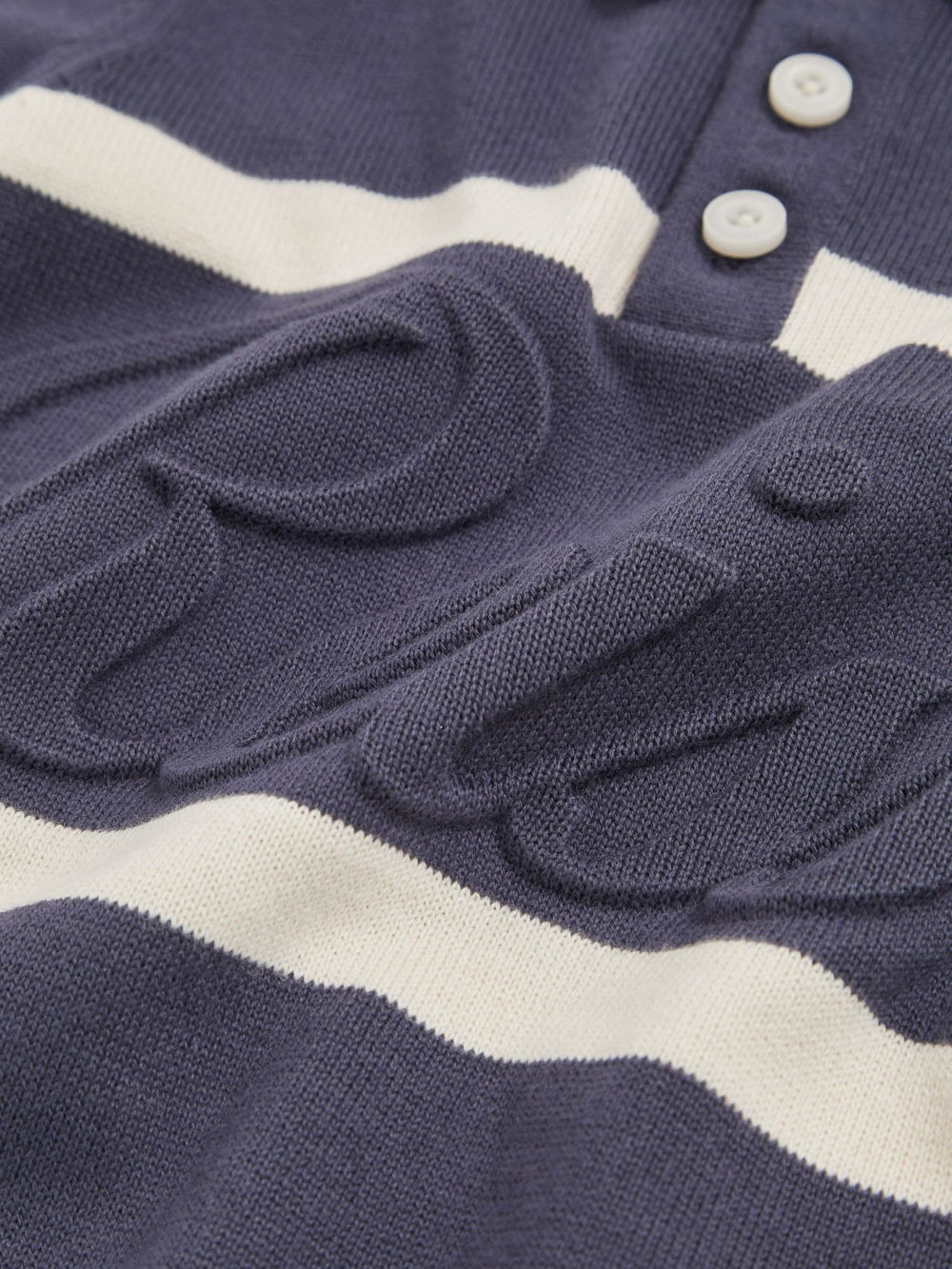 13-14 yrs Cotton Logo-Embossed Knit Polo Shirt in Indigo Blue/White | Reiss USA