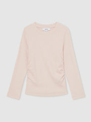 4-9 yrs Cotton Ruched Long-Sleeve T-Shirt with Stretch in Pale Pink | Reiss Near Me