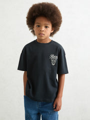13-14 yrs Cotton Motor Cars-Print T-Shirt in Washed Blue/White | Reiss US