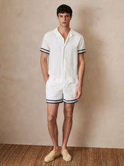 | Ché Stripe-Cuff Shirt in White | Reiss USA