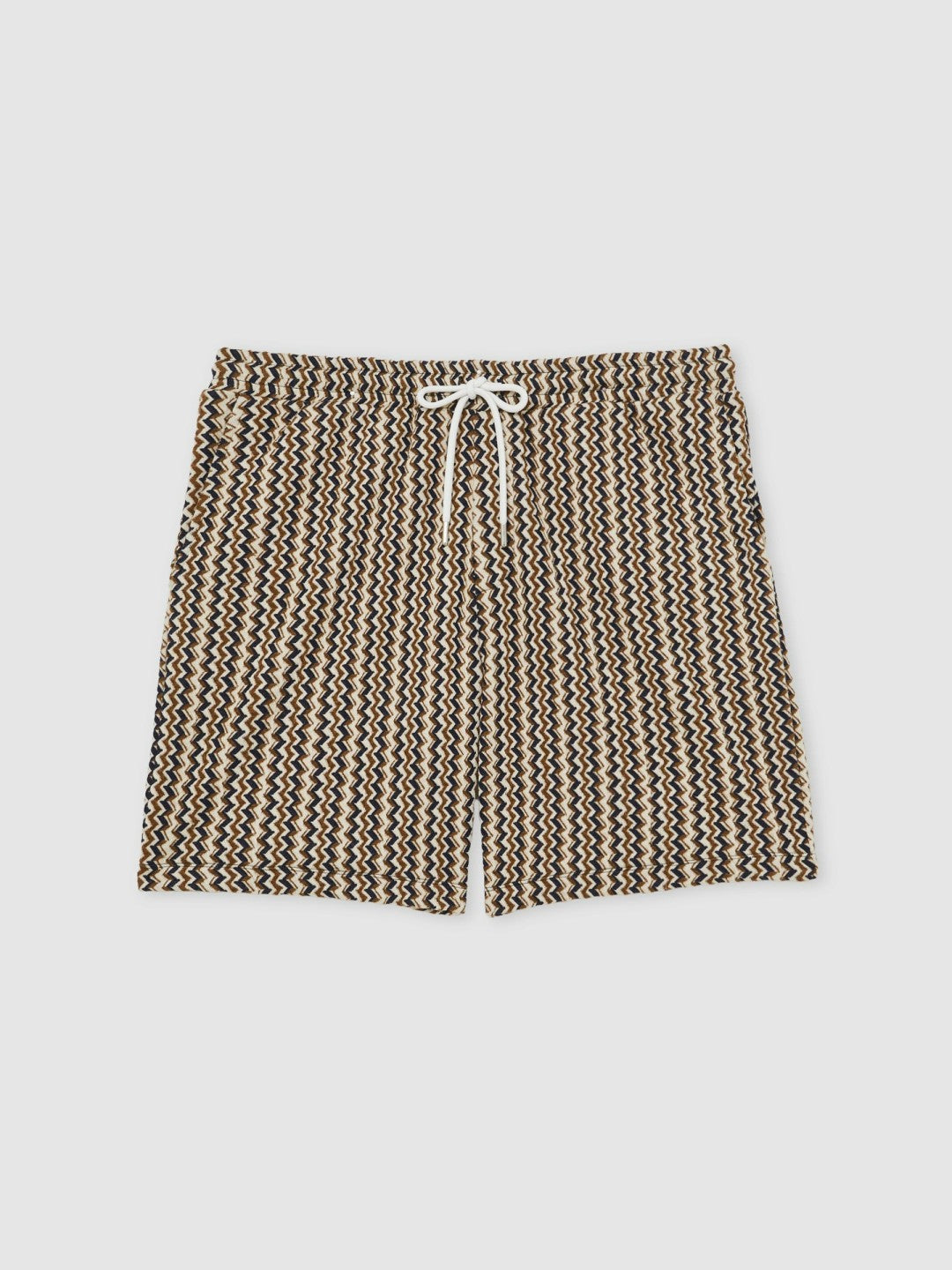 Zig-Zag Knit Drawstring Shorts in Tobacco Brown | Reiss For Sale