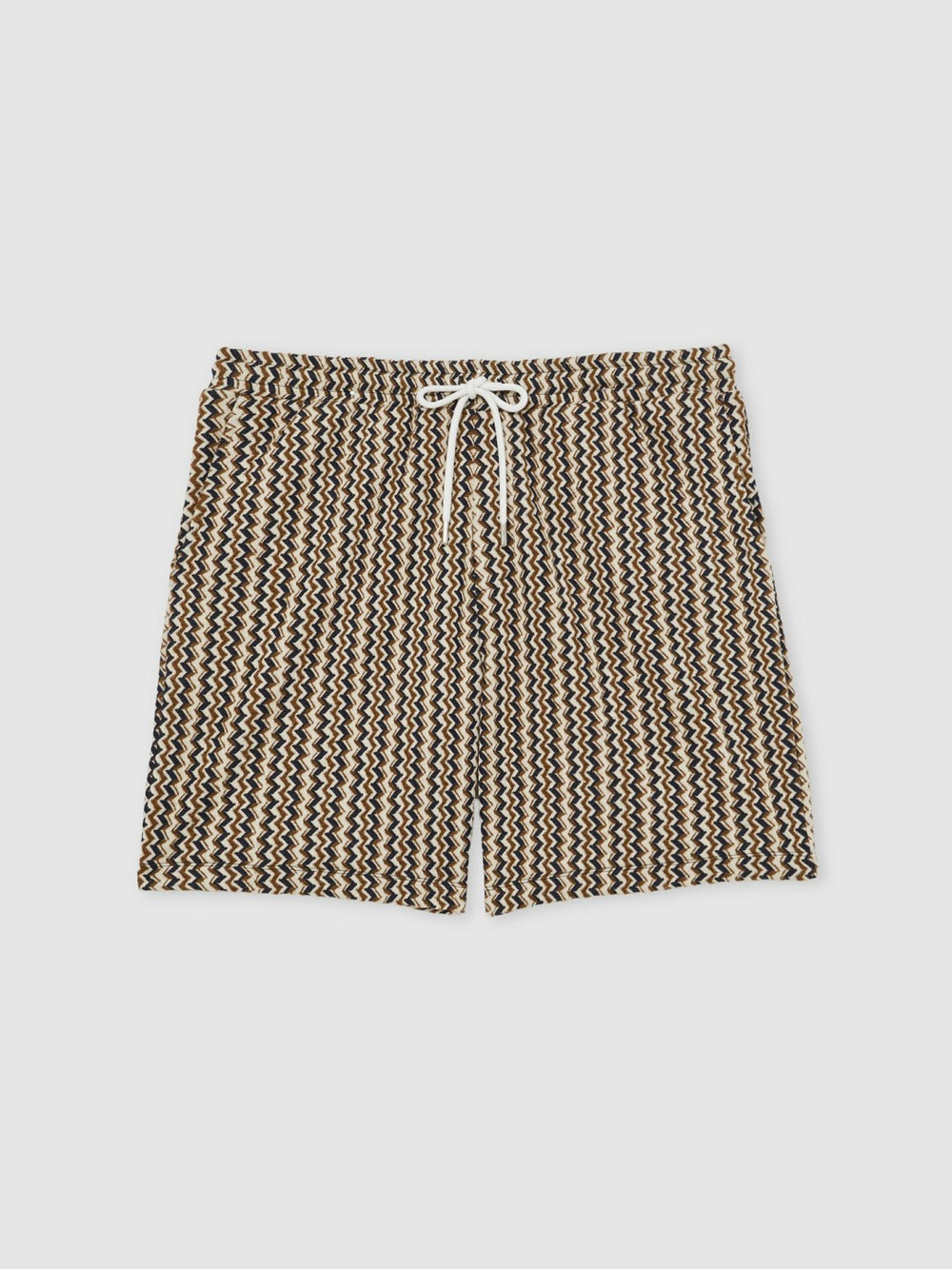Zig-Zag Knit Drawstring Shorts in Tobacco Brown | Reiss For Sale