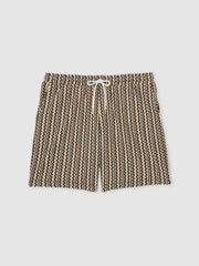 Zig-Zag Knit Drawstring Shorts in Tobacco Brown | Reiss For Sale