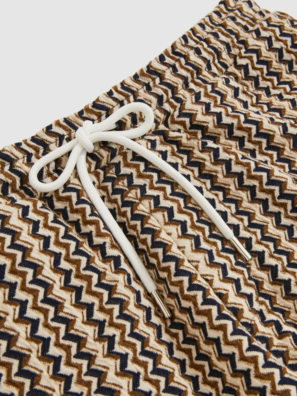 Zig-Zag Knit Drawstring Shorts in Tobacco Brown | Reiss For Sale