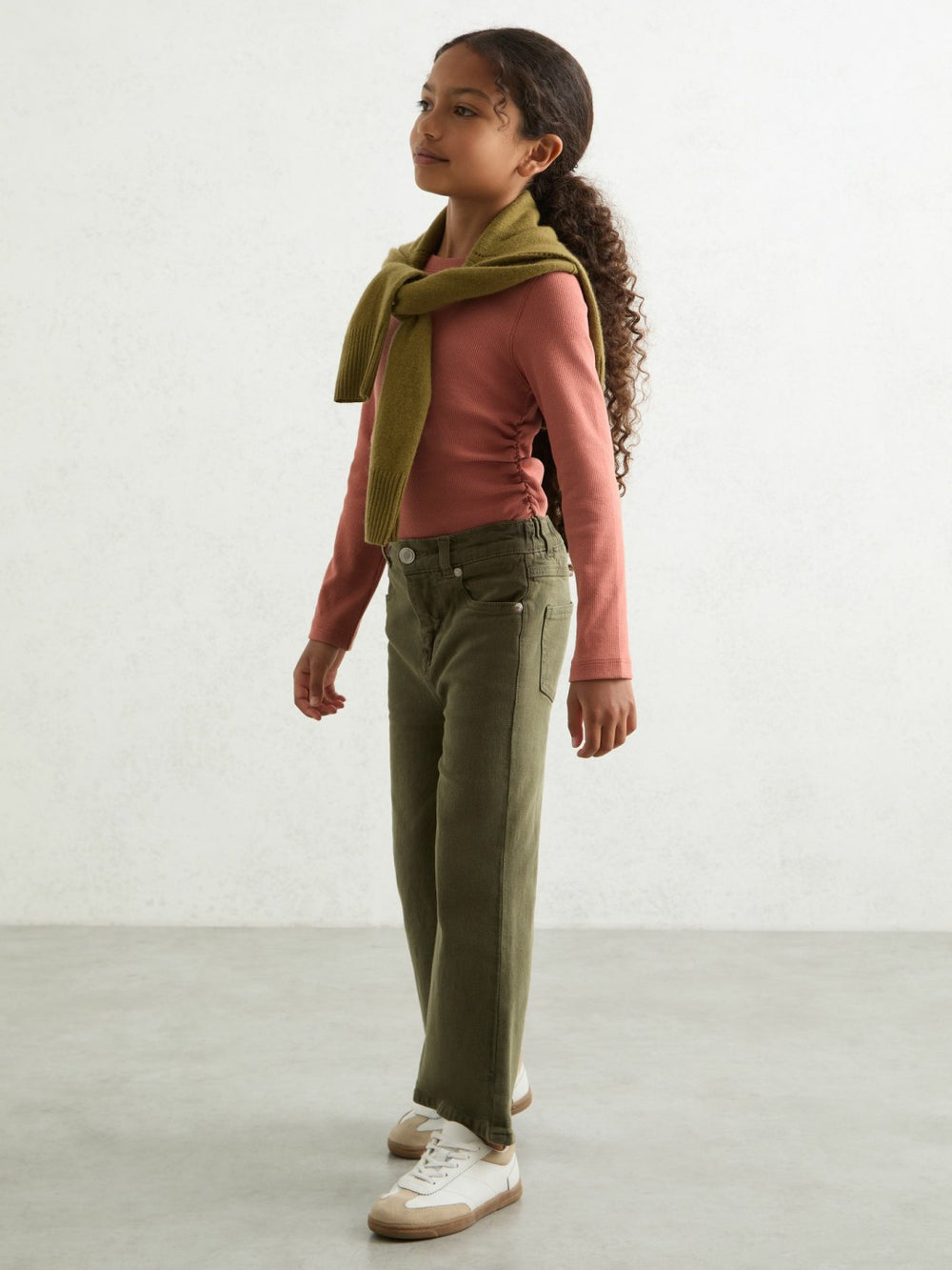 9-13 yrs Cotton Ruched Long-Sleeve T-Shirt with Stretch in Rose | Reiss Near Me