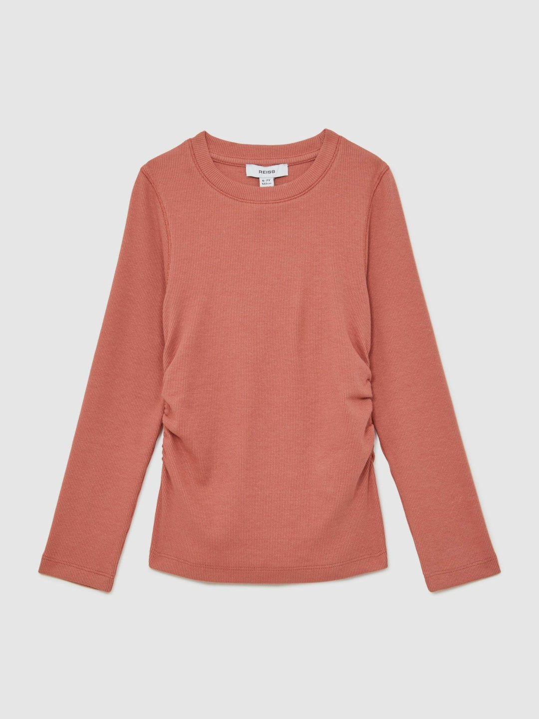 9-13 yrs Cotton Ruched Long-Sleeve T-Shirt with Stretch in Rose | Reiss Near Me