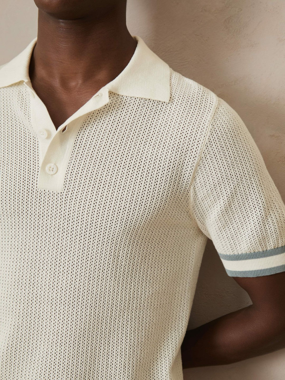 | Ché Cotton Knit Polo Shirt in White | Reiss US