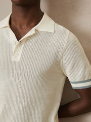 | Ché Cotton Knit Polo Shirt in White | Reiss US